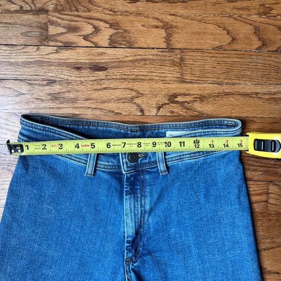 Zara Jeans Women Sz. 10 The Marine Straight Wide Leg High Rise Raw Hem Denim - Picture 5 of 7